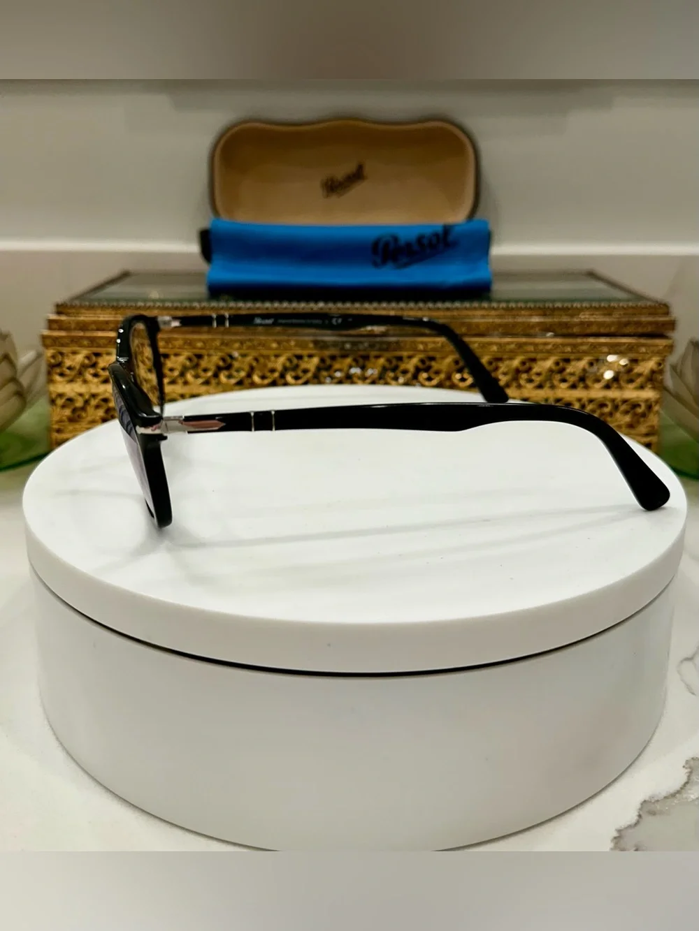 Persol Handmade Italy 3303-V Classic Black Rx Eyeglass Frames, Persol Case/Cloth